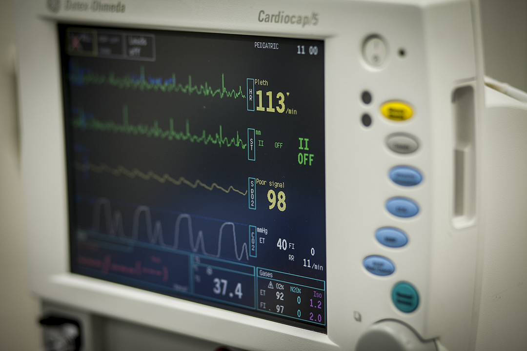 Close up of vital signs screen