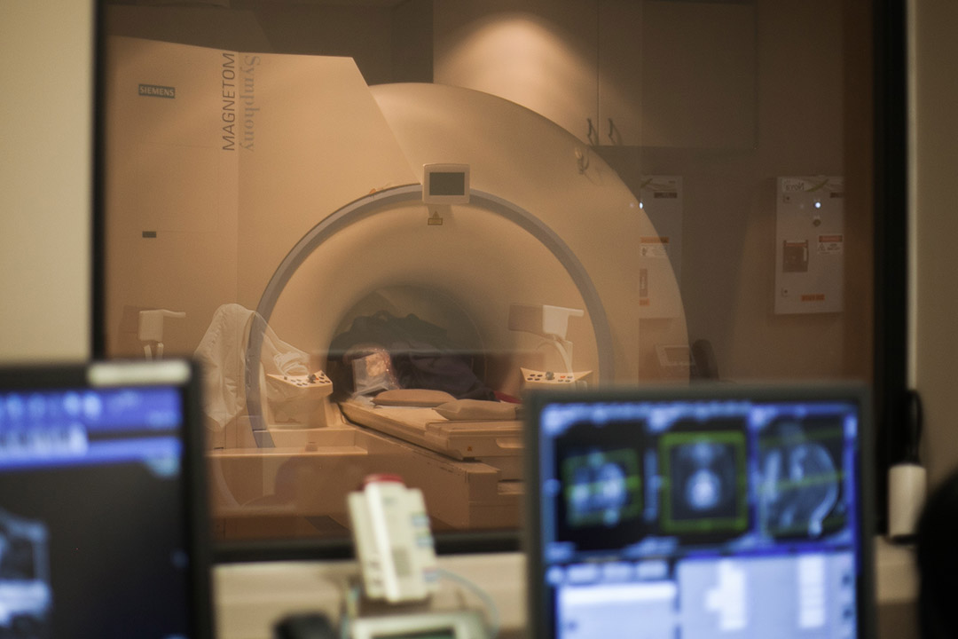 View of an MRI scan taking place on a hospital patient.